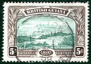 BRITISH GUIANA QV Stamp 5c Mount Roraima 1898 CDS Used BBLUE60