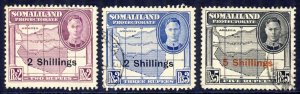 SOMALILAND PROTECTORATE 1951 SC 124-126 w  V Light Cncls cv$47.50  *Bay Stamps*