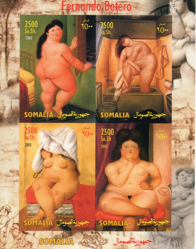 Somalia 2003 Fernando Botero Nudes Paintings Sheetlet (4) Imperforated MNH