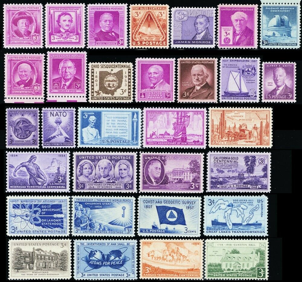 US Stamps, 100 Diff, All LARGE, us Postage Stamps, Postage Stamps, Stamp  Collection, All LARGE Commemoratives, Older United States Stamps