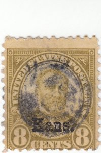 Scott #666 - 8c Olive Green - Kansas Overprint - Used- SCV $65.00