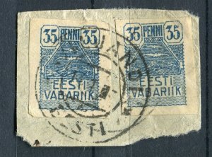 ESTONIA; 1919 early Pictorial Imperf issue fine used 35p. POSTMARK PIECE