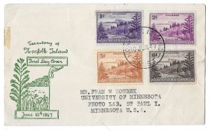 Norfolk Island 1947 First Day Cover to St Paul, Minnesota Scott 2,4,6,9, Cachet