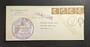 1938 Indianapolis IN Airmail Week Airmail Cover to New York City Via Airmail Aux