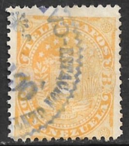 VENEZUELA 1896 1b ARMS Telegraph Stamp Hisc. 4 Used