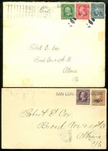 EDW1949SELL : GUAM Very Scarce pair of matching 1900 covers from Guam to USA. 