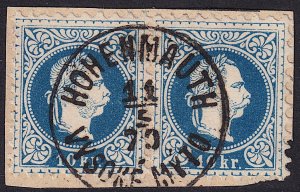 Austria - 1875 - Scott #37 - pair used on piece - HOHENMAUTH pmk Czech Republic