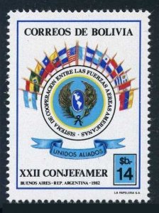 Bolivia 671, MNH. Mi 983. American Air-forces Commanders Conference, 1982. Flags