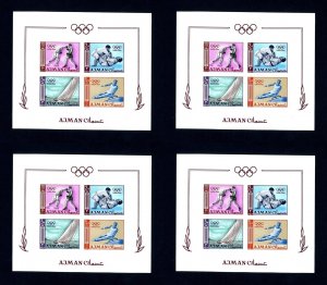 Lot of 4 Ajman # 36b 1964 Olympics Imperforate NH Souvenir Sheets - # 1