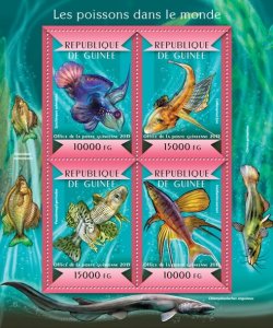 GUINEA - 2015 - Fishes - Perf 4v Sheet - Mint Never Hinged