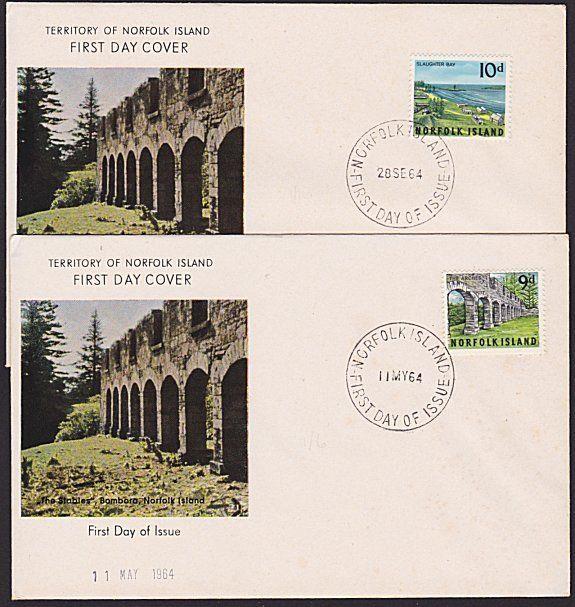 NORFOLK IS 1964 9d & 10d Views on FDCs......................................4554