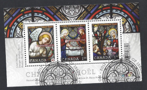 Canada #2490 used ss, Christmas, stained glass windows, issued 2011