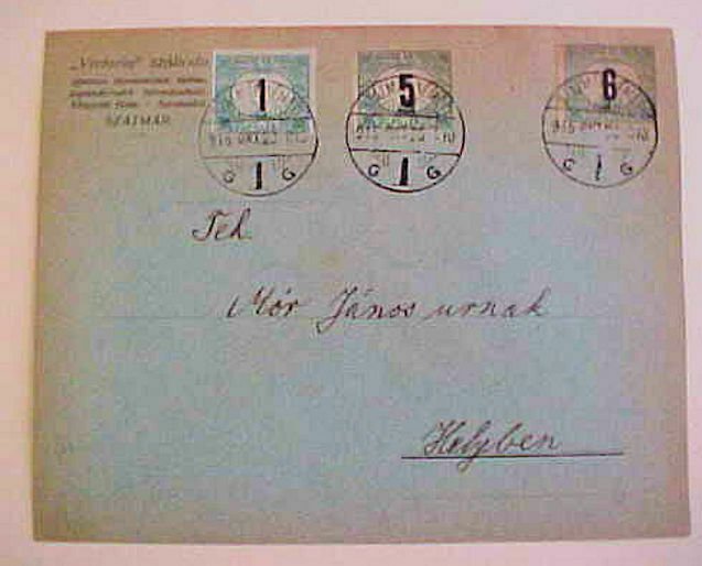 HUNGARY  POSTGE DUES 1915 SZATMAR USED FOR POSTAGE