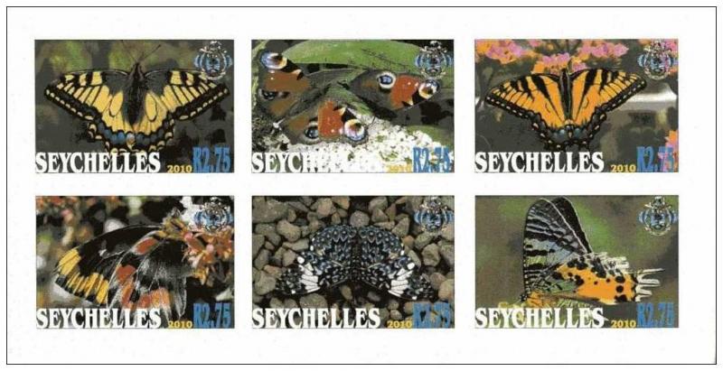 SEYCHELLES SHEET IMPERF CINDERELLA BUTTERFLIES INSECTS