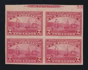 US 373 2c Hudson Fulton Celebration Mint Block of 4 w/ MI XF OG NH SCV $175