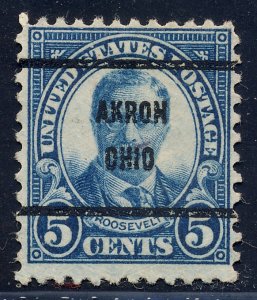 Akron OH, 637-61 Bureau Precancel, 5¢ Roosevelt