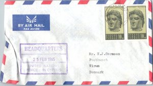 Cyprus 10m Head of Apollo (2) 1965 Nicosia, Cyprus Airmail to Virum, Denmark ...