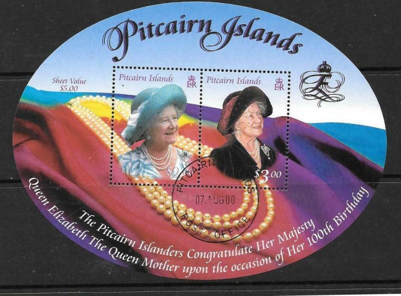 PITCAIRN ISLANDS SGMS582 2000 QUEEN MOTHER'S 100th BIRTHDAY FINE USED