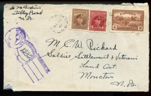 ?KEYHOLE registration handstamp TILLEY ROAD, N.B. 1947 Peace issue cover Canada