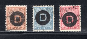 Netherlands Indies #O21, O24, O26   VF, Used, CV $6.00 .....  4220229