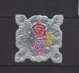 Embossed Foil Seal with Scalloped Edges - Flowers - NG 