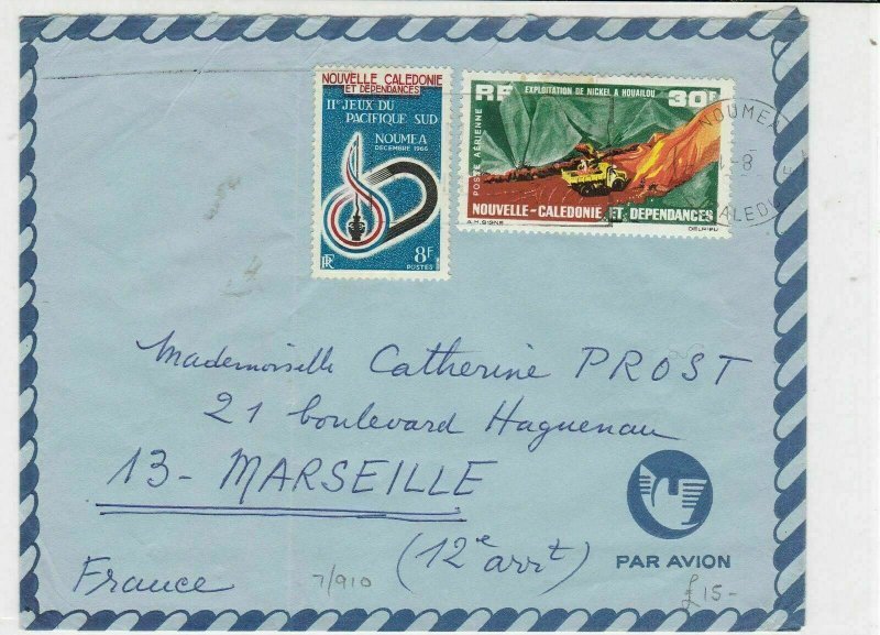 new caledonia & dependances 1960s air mail s.pacific games stamps cover ref21269