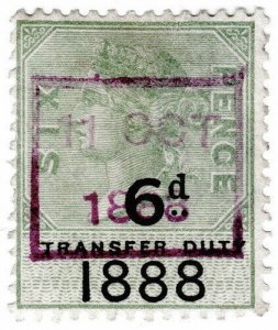 (I.B) QV Revenue : Transfer Duty 6d (1888)