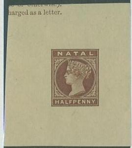 Natal SC# Queen Victoria 1/2d Cut Square, MH