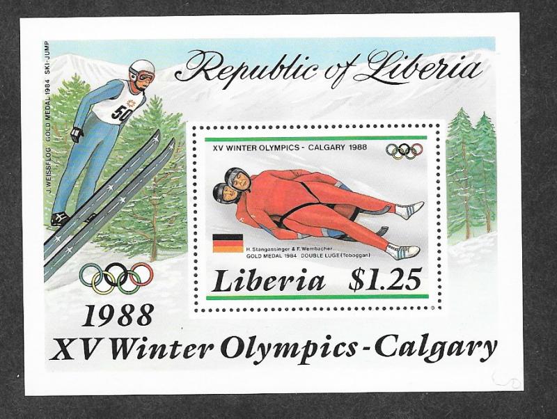 Liberia 1054 Mint NH Souvenir Sheet CALGARY 1988!