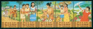 R2-0012 (3) PALAU  121a MNH STRIP-5  BIN $2.00