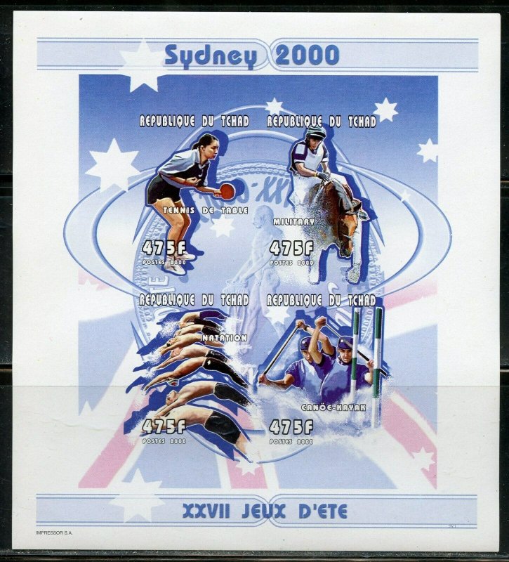 CHAD SYDNEY  OLYMPIC GAMES 475fr  IMPERF SHEET MINT NH 