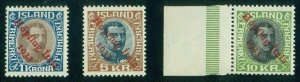 ICELAND #C12-14 (165-7) Complete HOPFLUG Ovpt set, NH, Kaiser & Pollak certs