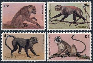 Zambia 320-323, MNH. Mi 330-333. Primates 1985: Chacma baboon, Vervet Monkeys.