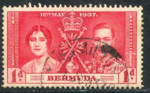 BERMUDA 1937 1d KGVI CORONATION Issue Sc 115 VFU