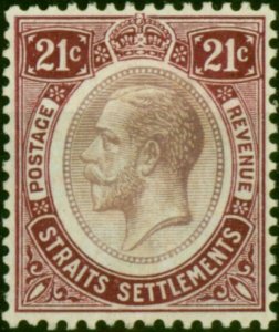 Straits Settlements 1913 21c Dull & Bright Purple SG204 Fine MM