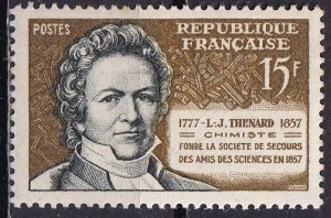 France 864 (mnh, lt gum toning) 15fr  Louis Jacques Thénard, chemist (1957)