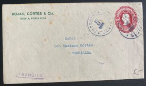 1932 Grecia Costa Rica Postal Stationery Cover  To Turrialba