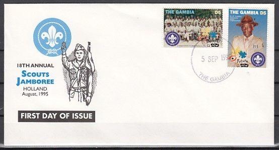 Gambia, Scott cat. 1656-1657. Holland Scout Jamboree issue on a First day cover.