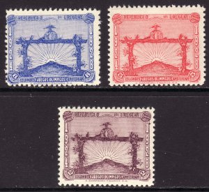 1928 Uruguay Olympics Soccer Victories set (3) MLMH Sc# 388  / 390 CV $48.00