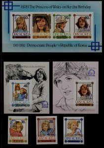 Korea N 2210-15 MNH imperf. Diana/ blue ovpts.