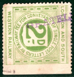 GB Hants L&SWR RAILWAY Letter Stamp 2d Rare *GRATELEY* STATION Cancel SBW26