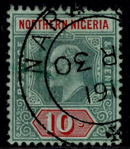 NORTHERN NIGERIA EDVII SG39, 10s green & red/green, VERY FINE USED. Cat £85. CDS