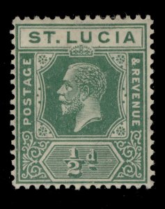 ST. LUCIA GV SG91, ½d green, M MINT.