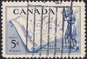 Canada #370 5 cent David Thompson & Map VF used