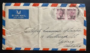 1950 Bahrain Airmail Cover To Sydney Australia  Overprinted Stamps