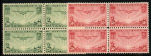 United States, Air Post #C21-22 Cat$88+, 1937 20c and 50c, blocks of four, ne...