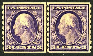 U.S. #394 MINT Line Pair OG LH