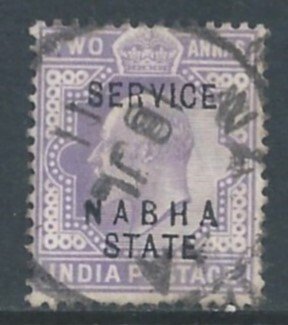 India-Convention States-Nabha #O19 Used 2a King Edward VII Issue Ovptd. Serv...