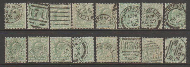 GB Edward VII SG 215 selection of 16  good used for postmarks