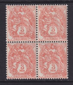 Alexandria (French Offices), Scott 77 (Yvert 75), MNH/HR block of four